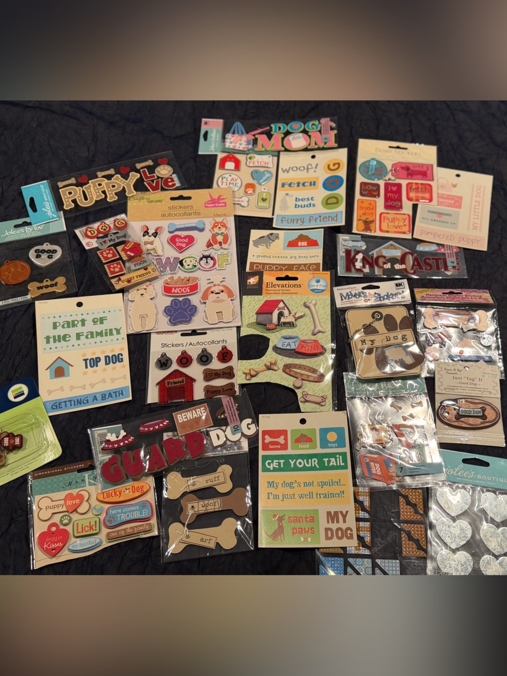 Assorted Dog-Themed Party Stickers and Embellishments - Mixed brands